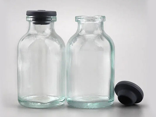 10 ml heldere gegoten glazen fles USP type II met rubberen stop